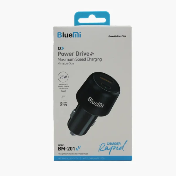 شارژر فندکی Bluemi مدل BM-201 | فست شارژ 25 وات با دو پورت USB-C و USB-A - تصویر 2