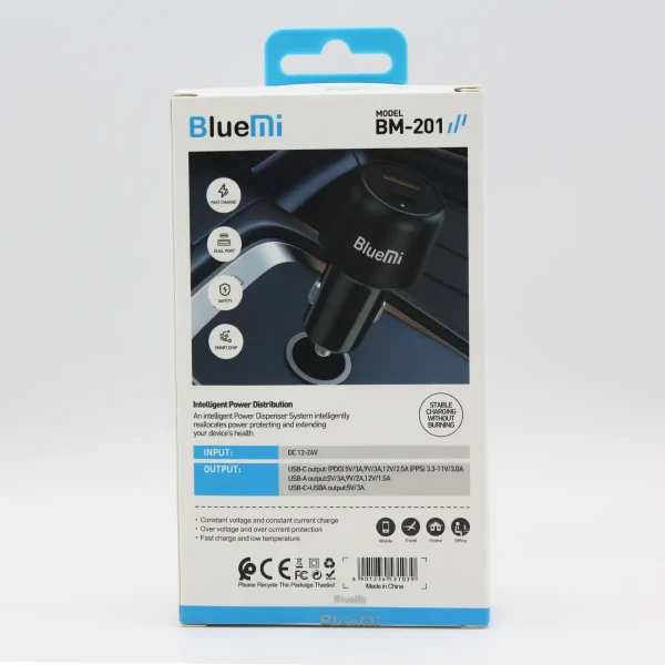 شارژر فندکی Bluemi مدل BM-201 | فست شارژ 25 وات با دو پورت USB-C و USB-A - تصویر 3